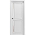 Sartodoors Sliding French Dbl Pocket Doors 36 x 84in, Nordic White W/ Frosted Glass, Kit Trims Rail Hardware QUADRO4445DP-NOR-3684